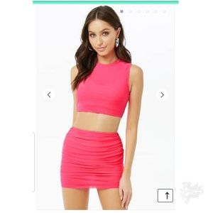 Neon pink skirt set